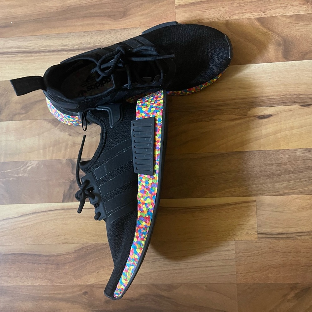 Adidas Kids Black Sneakers with Multicolor Accents
